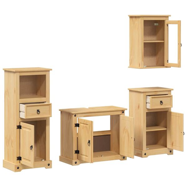vidaXL 4 Piece Bathroom Furniture Set Corona Solid Wood Pine
