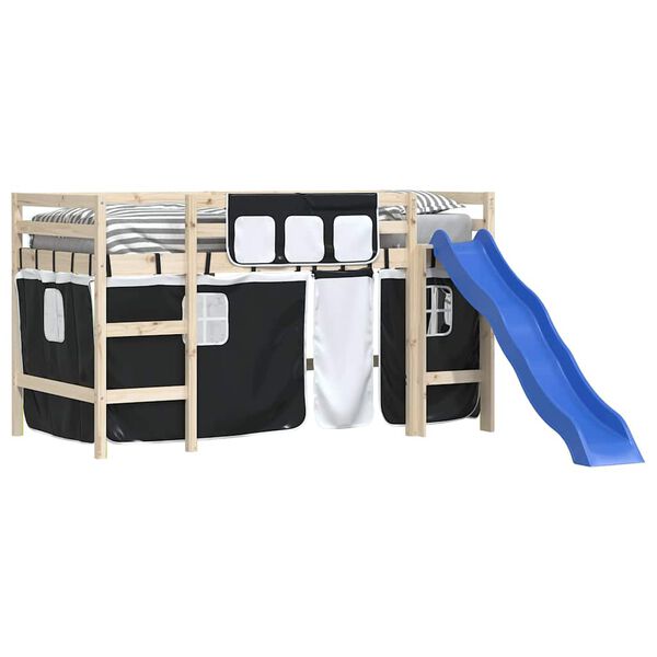 vidaXL Curtains for Loft Bed White and Black Polyester