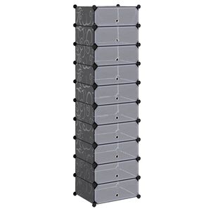 vidaXL Interlocking Shoe Organiser with 10 Compartments Black