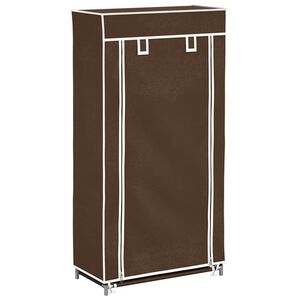 Fabric Shoe Cabinet with Cover 58 x 28 x 106 cm Brown