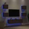 vidaXL 6 Piece TV Wall Units with LED Brown Oak Engineered Wood