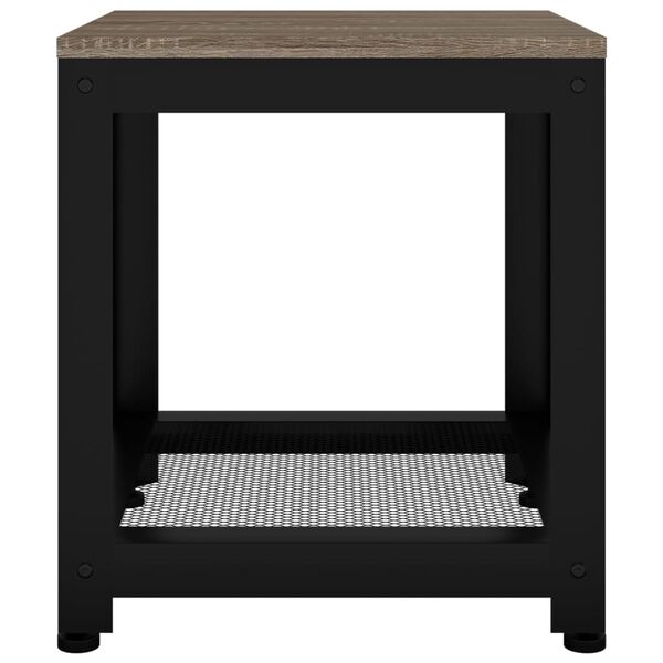 vidaXL Side Table Grey and Black 40x40x45 cm MDF and Iron