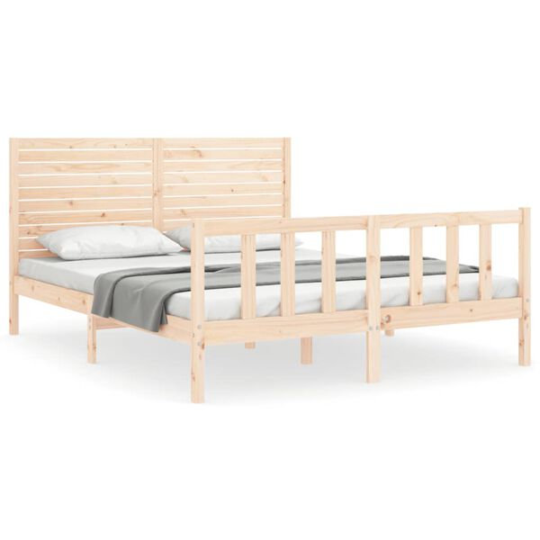 vidaXL Bed Frame without Mattress King Size Solid Wood Pine