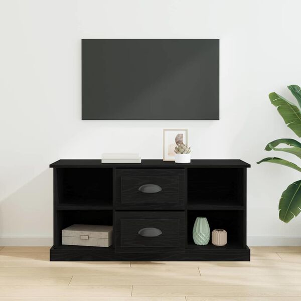 vidaXL TV Cabinet Black Oak 99.5 x 35.5 x 48 cm Engineered Wood
