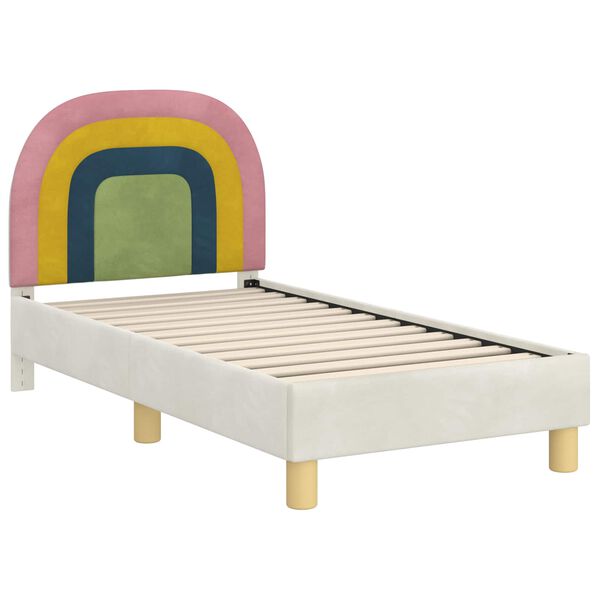 vidaXL Toddler Bed Frame with Headboard Cream 70 x 140 cm Velvet