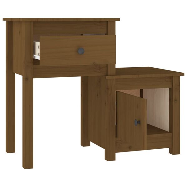 vidaXL Bedside Cabinet 2pcs Honey Brown 79.5x38x65.5cm Solid Wood Pine