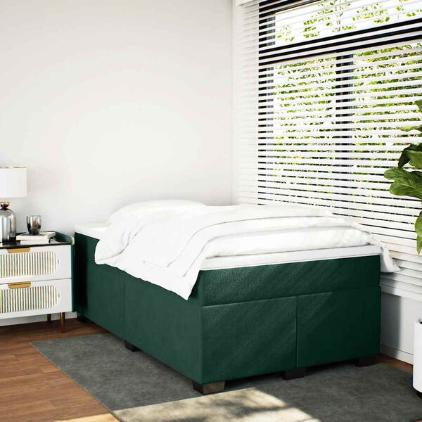vidaXL Box Spring Bed with Mattress Dark Green 120x200 cm Velvet