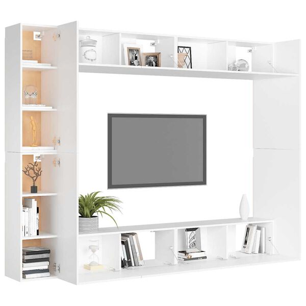 vidaXL 8 Piece TV Cabinet Set White Engineered Wood