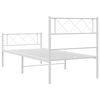 vidaXL Metal Bed Frame without Mattress with Footboard White 80x200cm