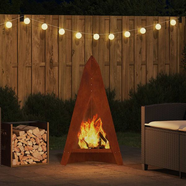 vidaXL Fire Pit Brown 58 x 40 x 100 cm Weathering Steel