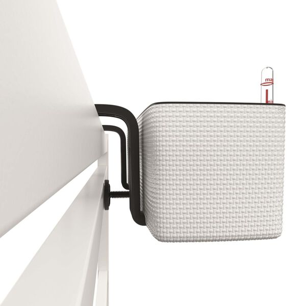 LECHUZA Planter CUBE color triple with Brackets White 13680