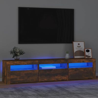 vidaXL TV Cabinet with LED Lights Smoked Oak 180x35x40 cm