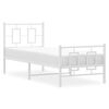 vidaXL Metal Bed Frame without Mattress with Footboard White 75x190cm