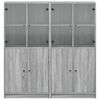 vidaXL Bookcase with Doors Grey Sonoma 136x37x142 cm Engineered Wood
