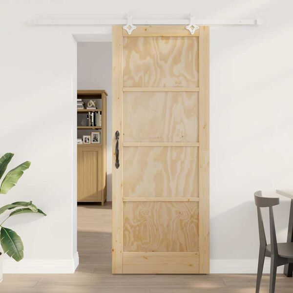 vidaXL Sliding Door Brown 83 x 211 cm Solid Pine Wood