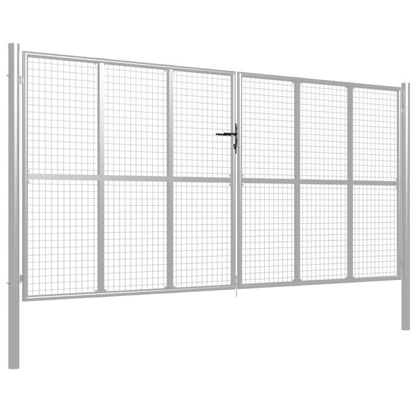 vidaXL Garden Gate Galvanised Steel 400x200 cm Silver