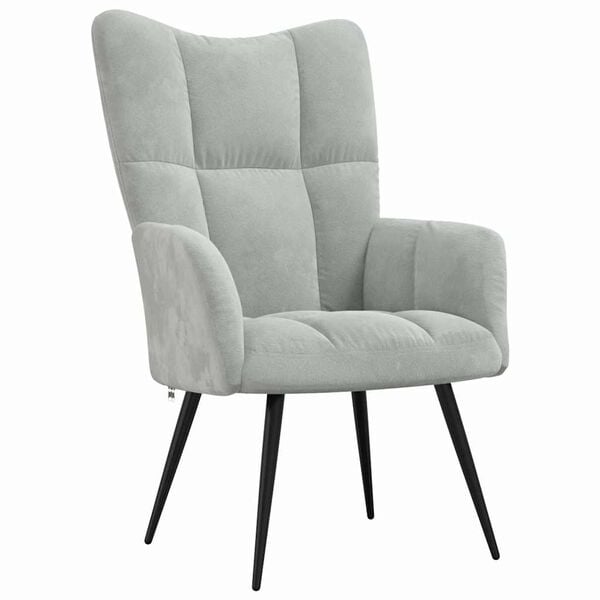 vidaXL Relaxing Chair Light Grey 70 x 61 x 96.5 cm Velvet