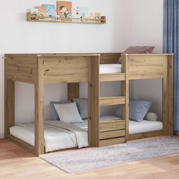 vidaXL Floor Bed Frame Artisan Oak 90 x 200 cm Engineered Wood