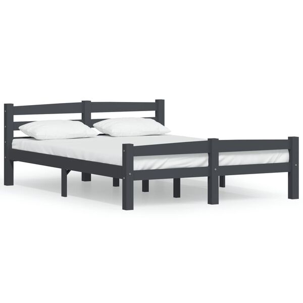 vidaXL Bed Frame without Mattress Dark Grey Solid Pinewood 120x200 cm