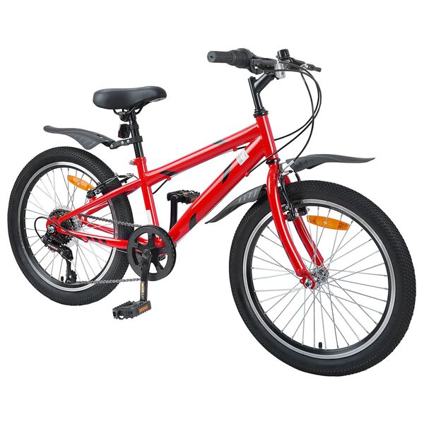 vidaXL Kids Bike 24'' 6-Speed for 8-12 Years Old Red