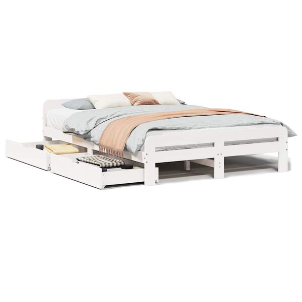 vidaXL Bed frame without Mattress White 140x200 cm Solid Wood Pine