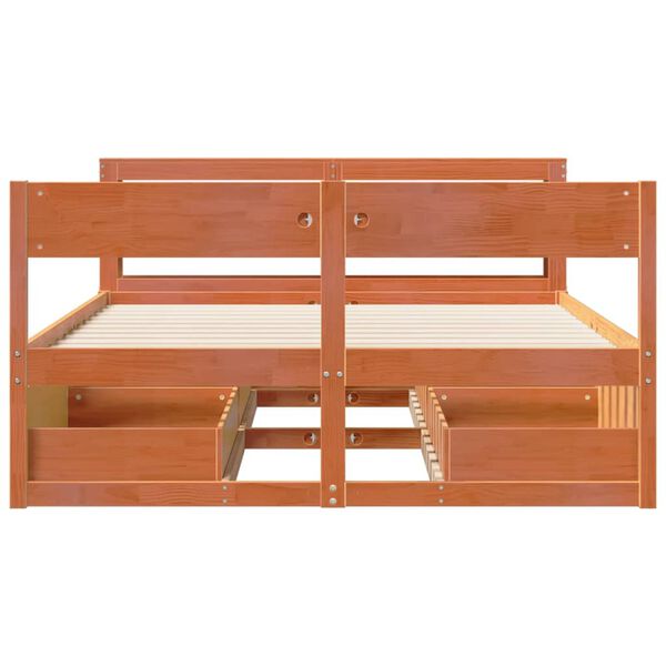 vidaXL Bed Frame without Mattress Wax Brown 120x190 cm Small Double Solid Wood Pine