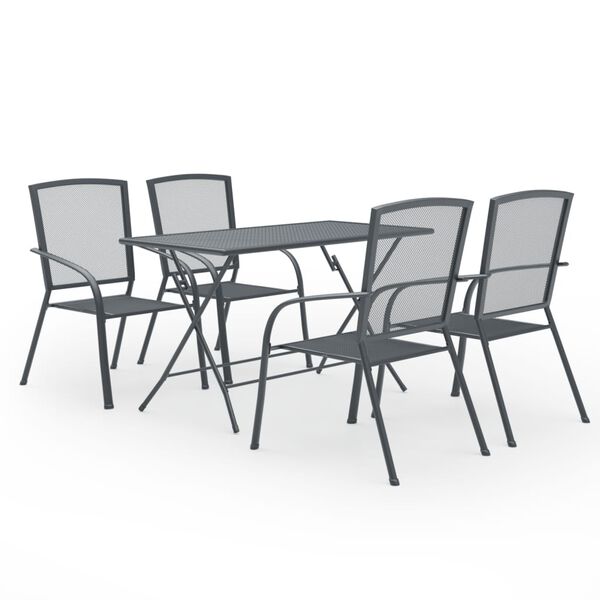 vidaXL 5 Piece Garden Dining Set Steel Anthracite