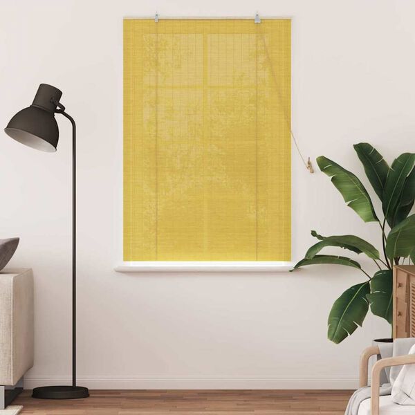 vidaXL Roller Blind with Curtains Manual Yellow 110 x 160 cm Bamboo