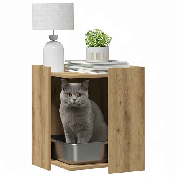 vidaXL Cat Litter Box Enclosure Artisian Oak 42x42x51 cm Engineered Wood