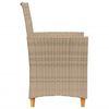 vidaXL Garden Chairs with Cushions 2 pcs Beige Poly Rattan&Solid Wood
