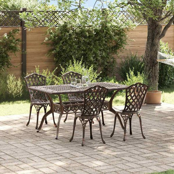 vidaXL Garden Dining Set 5 pcs Bronze Aluminium