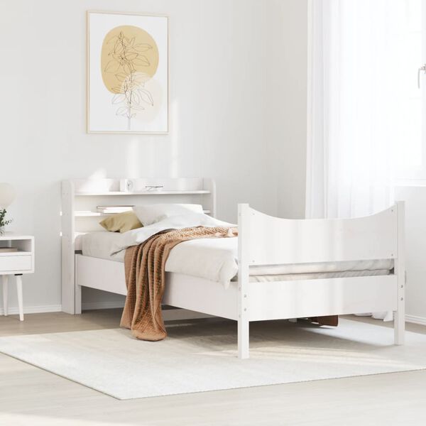 vidaXL Bed Frame with Headboard White 90x200 cm Solid Wood Pine