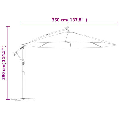 vidaXL Cantilever Umbrella with LED Lights Terracotta 350 cm