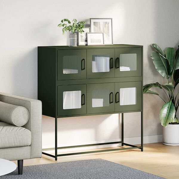 vidaXL Sideboard Olive Green 100.5x39x107 cm Cold-rolled Steel