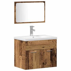 vidaXL Bathroom Furniture Set Wall-mounted with Door Engineered Wood