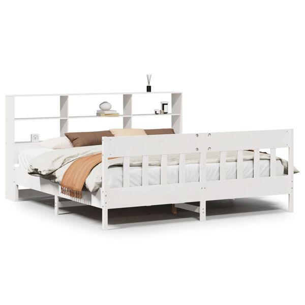 vidaXL Bed Frame without Mattress White 180x200 cm Super King Solid Wood Pine