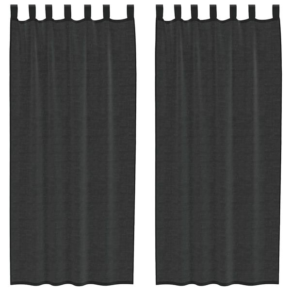 vidaXL Voile Curtains with Tab Top 2 pcs Black