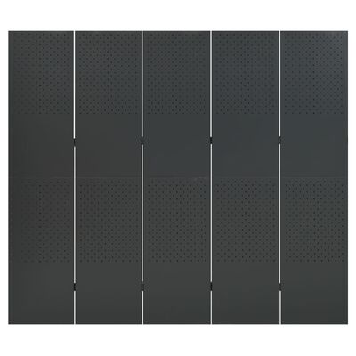 vidaXL 5-Panel Room Dividers 2 pcs Anthracite 200x180 cm Steel