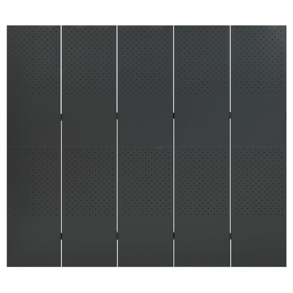 vidaXL 5-Panel Room Dividers 2 pcs Anthracite 200x180 cm Steel