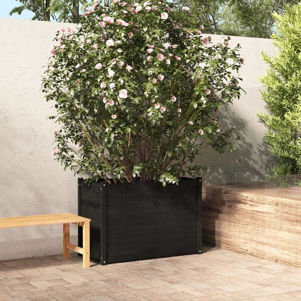 vidaXL Garden Planter Black 100x50x70 cm Solid Pinewood