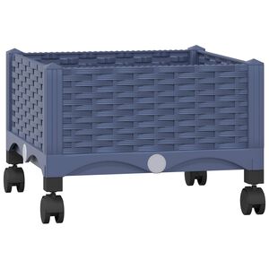 vidaXL Garden Planter with Wheels Blue Grey 40 x 40 x 33 cm PP