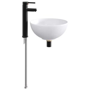 vidaXL Bathroom Sink with Faucet and Drain Matte Black 32 x 32 x 13 cm