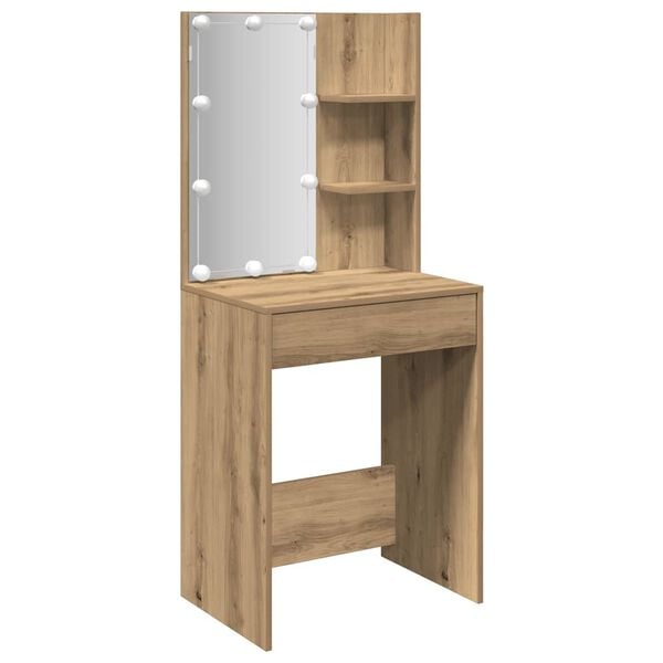vidaXL Dressing Table with LED Artisan Oak 60x40x140 cm