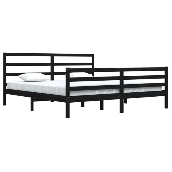 vidaXL Bed Frame without Mattress Black Solid Wood Pine 200x200 cm