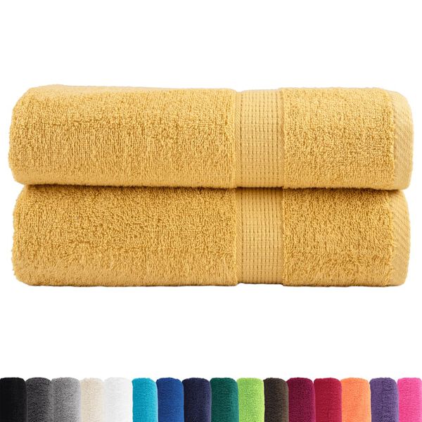 vidaXL Premium Bath Towels "SOLUND" 2 pcs Gold 100x150 cm 600 gsm