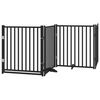 vidaXL Dog Gate with Door Foldable 12 Panels Black 960 cm Poplar Wood
