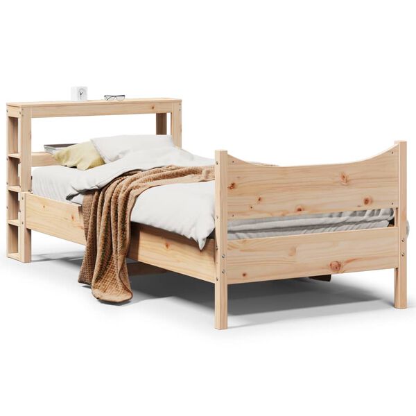 vidaXL Bed Frame with Headboard 90x190 cm Single Solid Wood Pine