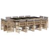 vidaXL 13 Piece Garden Dining Set with Cushions Mix Beige Poly Rattan