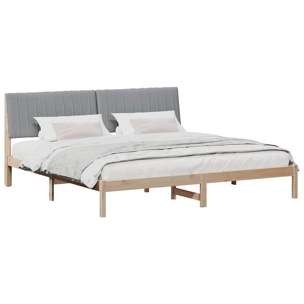 vidaXL Bed Frame with Headboard Brown 200 x 200 cm Solid Pine Wood