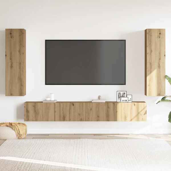vidaXL Wall Mounted TV cabinets 4 pcs Artisan Oak Engineered Wood